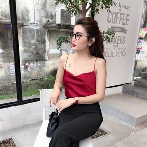 Red Satin Cami Top ❤️
